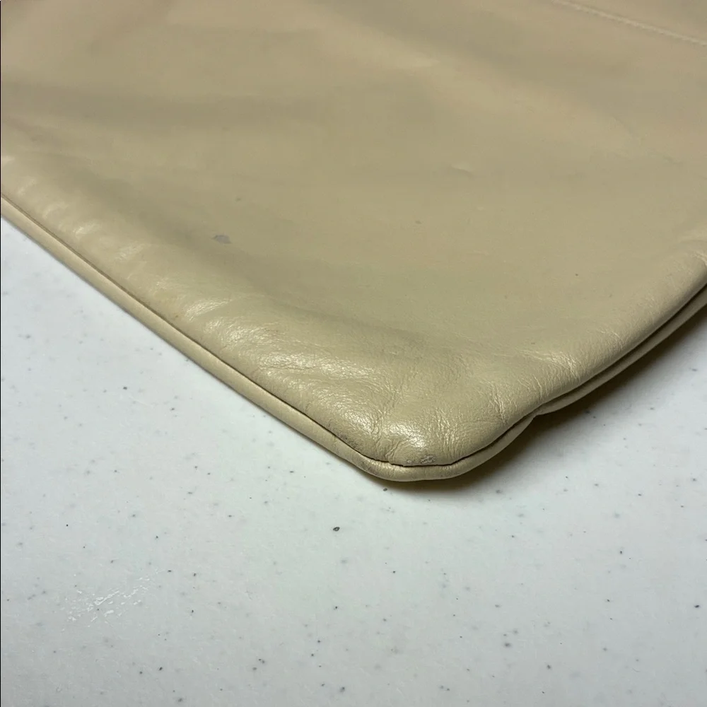 Cream Leather Clutch